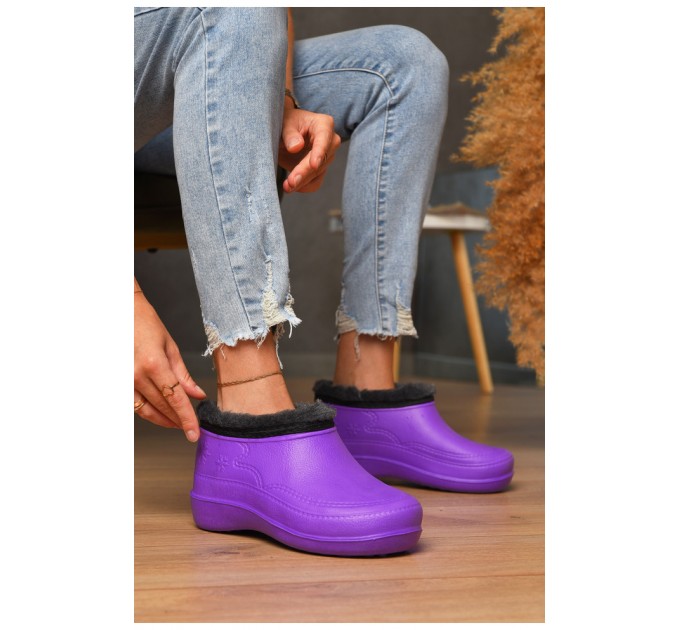 Калоші жіночі на хутрі фіолетового кольору 205223L