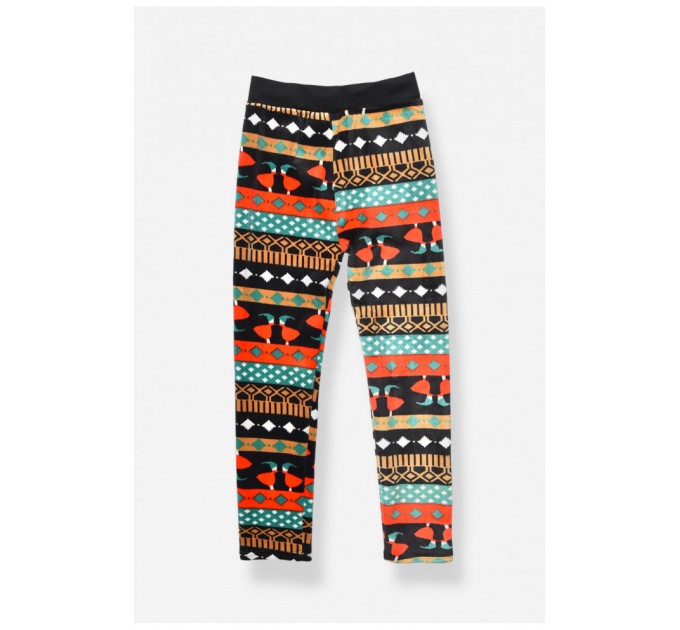 Лосины детские велюровые для девочки с начесом черного цвета 205624L