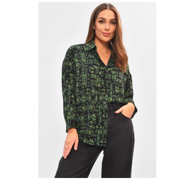 Сорочка жіноча зеленого кольору з принтом 205648L