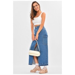Спідниця жіноча джинсова подовжена синього кольору 205660L