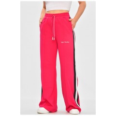 Штани жіночі малинового кольору зі вставками 205791L