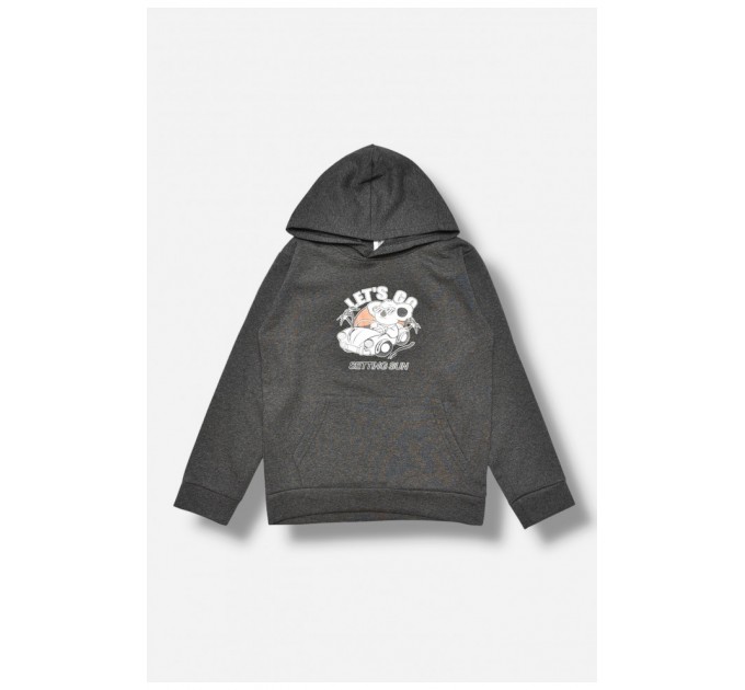 Світшот дитячий для хлопчика на флісі темно-сірого кольору 206008L