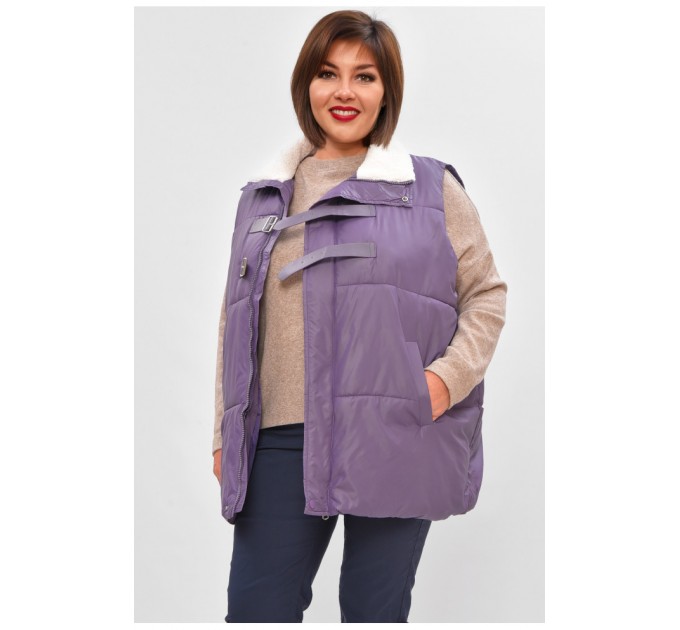 Жилетка жіноча батал демісезонна бузкового кольору 206034L
