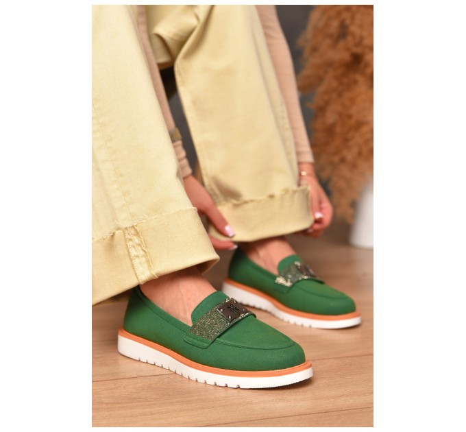 Туфлі-лофери жіночі зеленого кольору 206124L