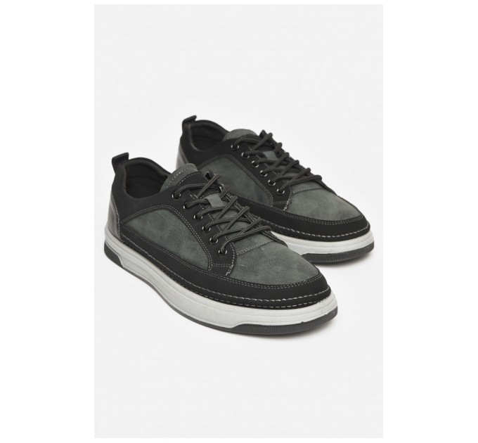 Кросівки чоловічі чорно-зеленого кольору на шнурівці 206159L