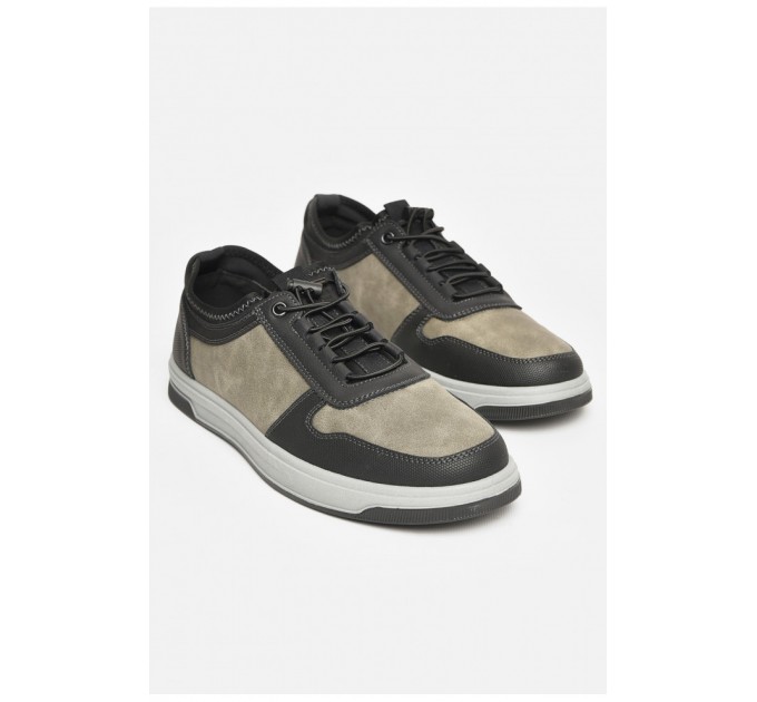 Кросівки чоловічі чорно-сірого кольору на шнурівці 206161L