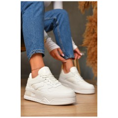 Кросівки жіночі білого кольору на шнурівці 206180L