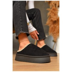 Тапочки-угги женские черного цвета искусственная замша 206226L