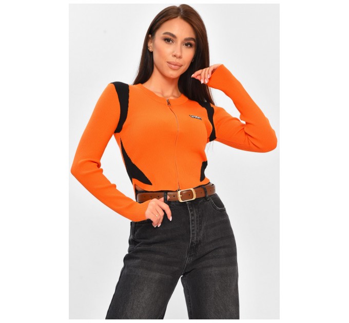 Кофта жіноча на блискавці помаранчевого кольору 206258L