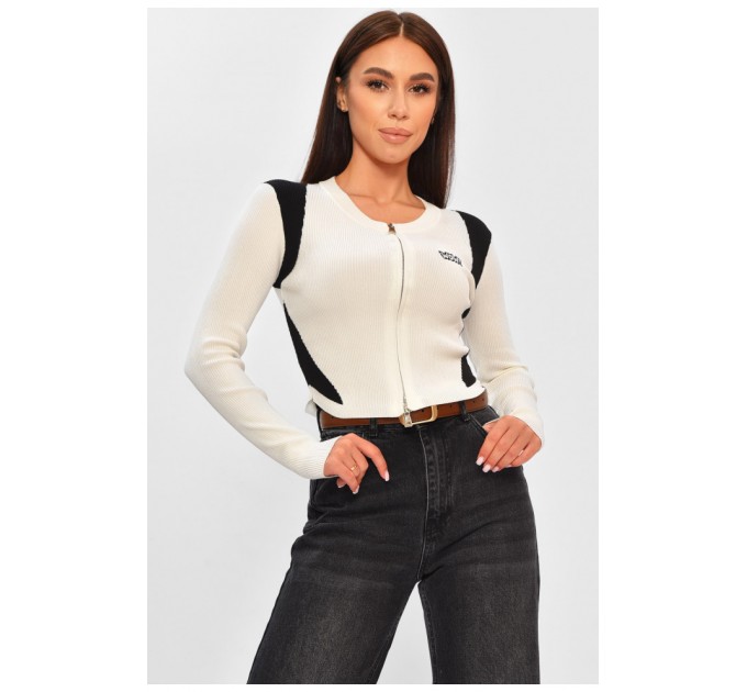 Женская кофта на молнии белого цвета 206259L