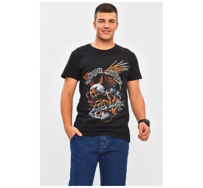 Футболка чоловіча чорного кольору з принтом 206289L