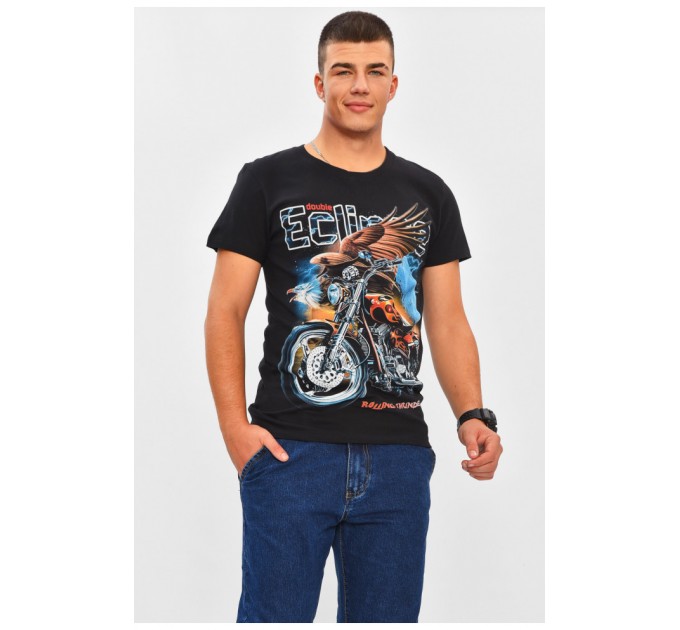 Футболка чоловіча чорного кольору з принтом 206292L