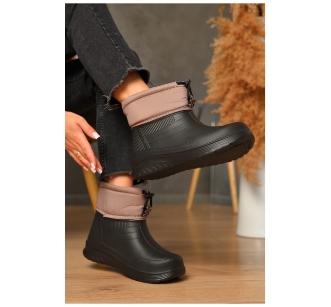 Дутики жіночі на хутрі чорного кольору 206310L