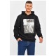 Худі чоловіче на флісі чорного кольору з принтом 206450L