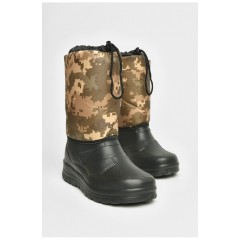 Дутики чоловічі піна піксель на овчині чорного кольору 206515L