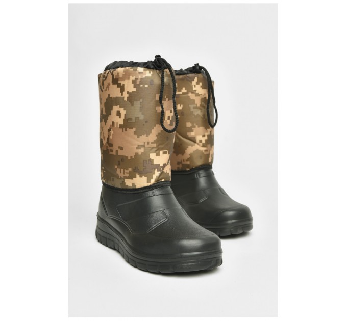 Дутики чоловічі піна піксель на овчині чорного кольору 206515L