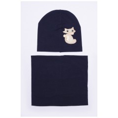 Шапка+хомут дівчинка темно-синя на 4-5 років 149982L