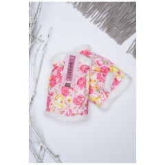 Митенки для девочки розового цвета с цветочным принтом на 9-12 лет 152709L