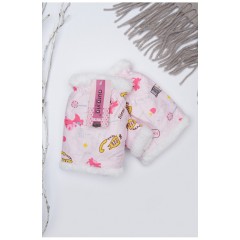 Митенки детские для девочки светло-розового цвета с принтом на 9-12 лет. 152739L