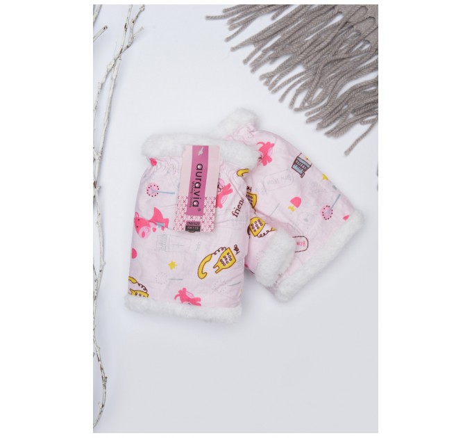 Митенки детские для девочки светло-розового цвета с принтом на 9-12 лет. 152739L