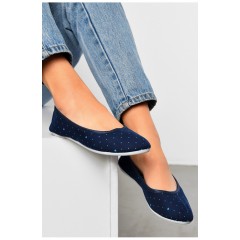 Балетки жіночі темно-синього кольору текстиль 156479L