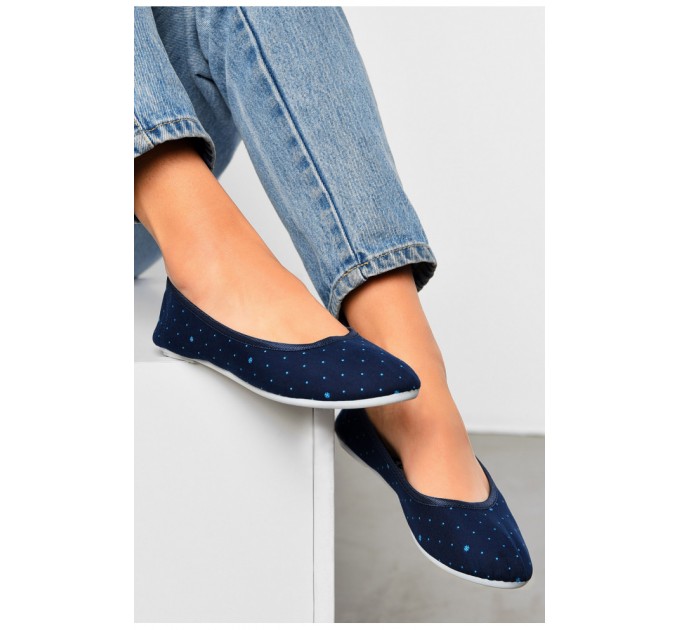 Балетки жіночі темно-синього кольору текстиль 156479L