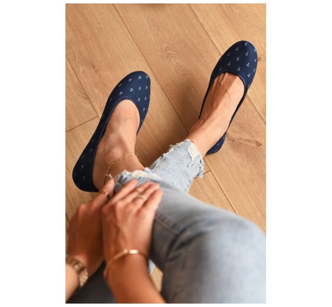 Балетки жіночі темно-синього кольору текстиль 156483L