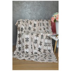 Плед бежевого кольору з геометричним принтом розмір 200*220 158570L