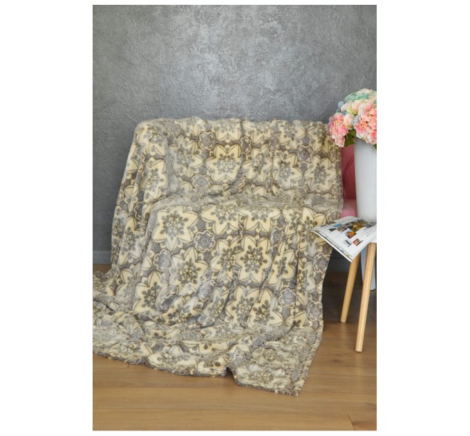 Плед коричневого цвета с цветочным принтом размер 200*220 158580L