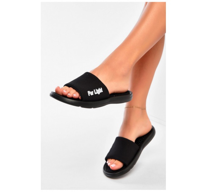 Шлепанцы женские черного цвета текстиль 160067L