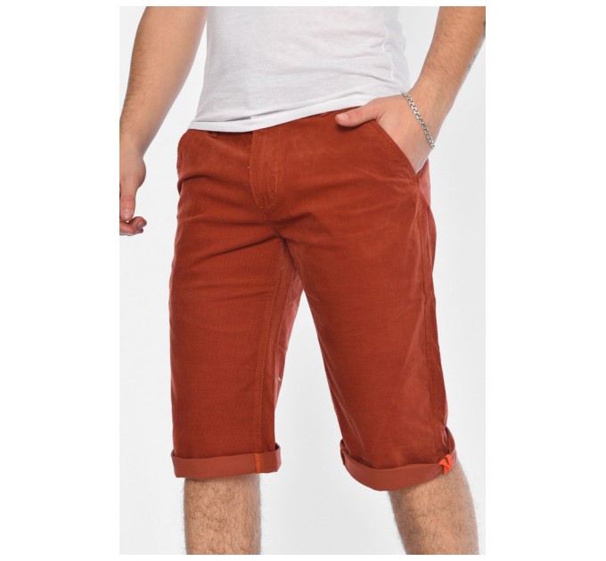 Бриджі чоловічі мікровільветові теракотового кольору 163946L