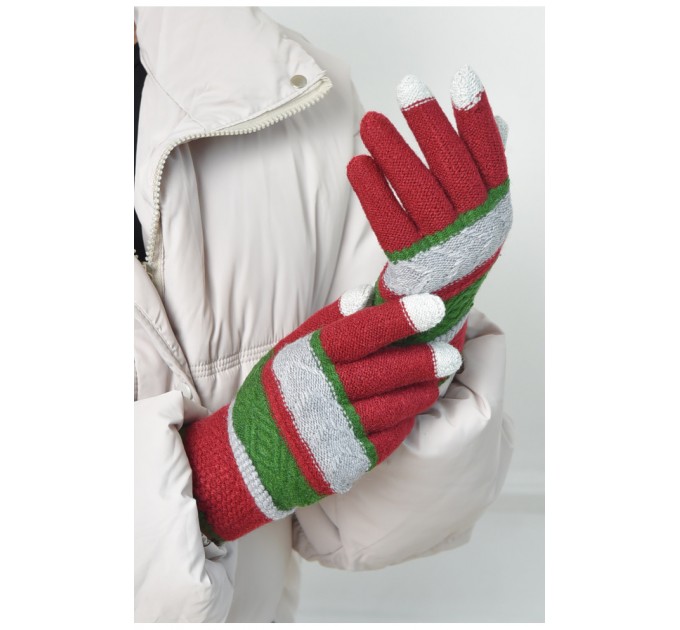 Рукавички жіночі сенсорні червоного кольору 164108L