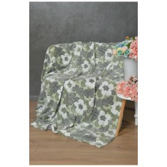 Плед зеленого кольору з квітковим принтом розмір 200*220 164168L