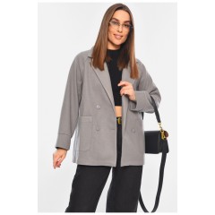 Пальто жіноче кашемірове сірого кольору 168684L