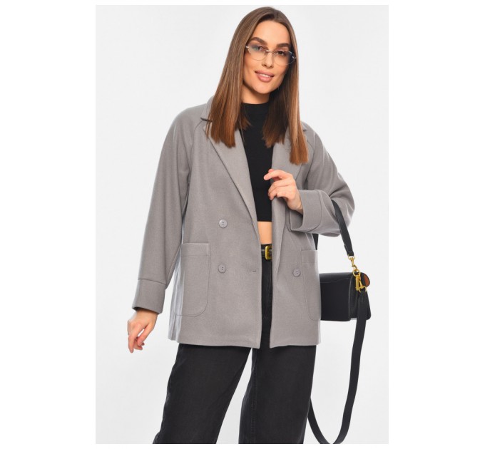 Пальто жіноче кашемірове сірого кольору 168684L