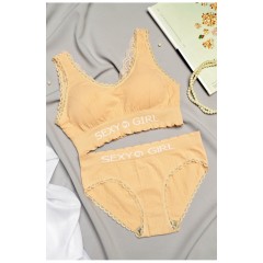 Комплект жіночий бежевого кольору чашка В 169436L