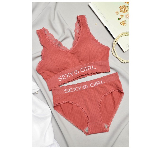 Комплект жіночий темно-рожевого кольору чашка В 169437L