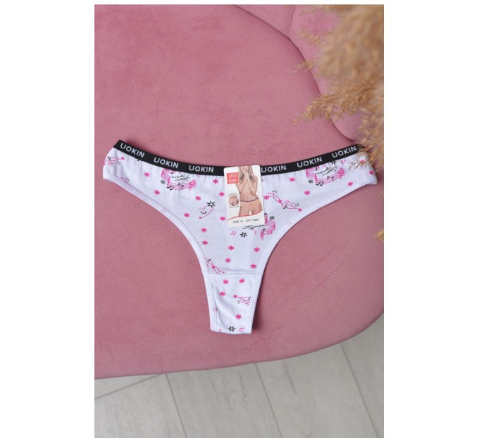 Стрінги жіночі з принтом білого кольору 169773L