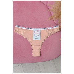 Стринги женские с гипюровыми вставками бежевого цвета 169869L Стринги женские с гипюровыми вставками бежевого цвета 169869L