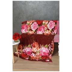 Плед красного цвета с цветочным принтом размер 150*200 170625L