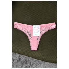 Стрінги жіночі з гіпюровими вставками пудрового кольору 171398L