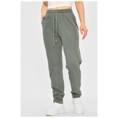 Джинси жіночі напівбатальні прямі зеленого кольору 173051L