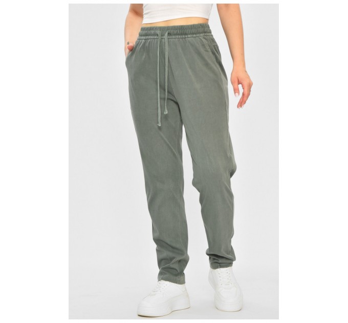 Джинси жіночі напівбатальні прямі зеленого кольору 173051L