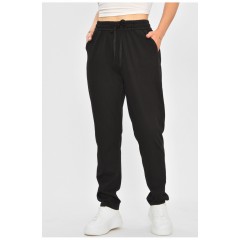 Джинси жіночі напівбатальні прямі чорного кольору 173052L