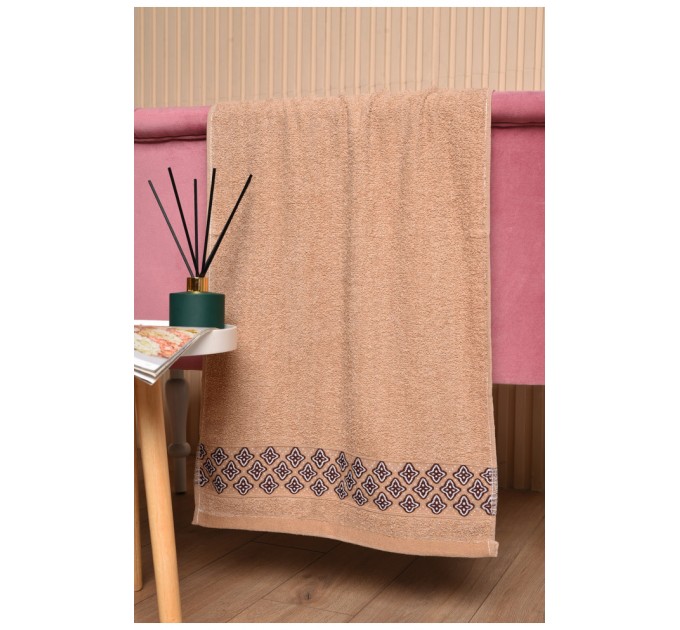 Рушник для обличчя махровий бежевого кольору 173465L