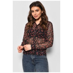 Сорочка жіноча в сіточку чорного кольору 173628L