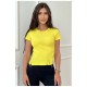 Футболка в рубчик жіноча жовтого кольору 173972L