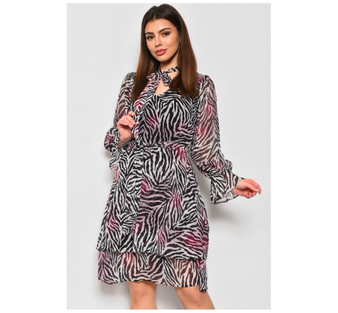 Сукня жіноча шифонова чорного кольору з принтом 174142L