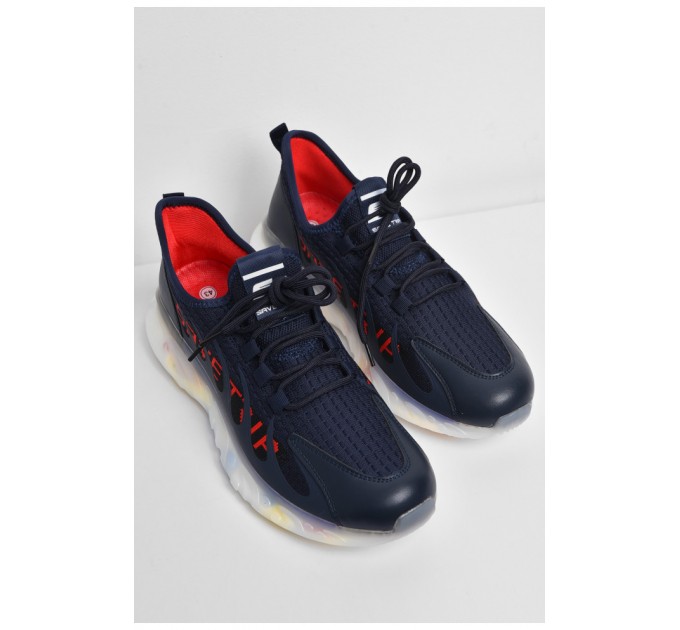 Кросівки чоловічі темно-синього кольору на шнурівці 174381L