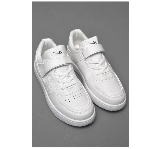 Детские кроссовки белого цвета на лепучках 174433L